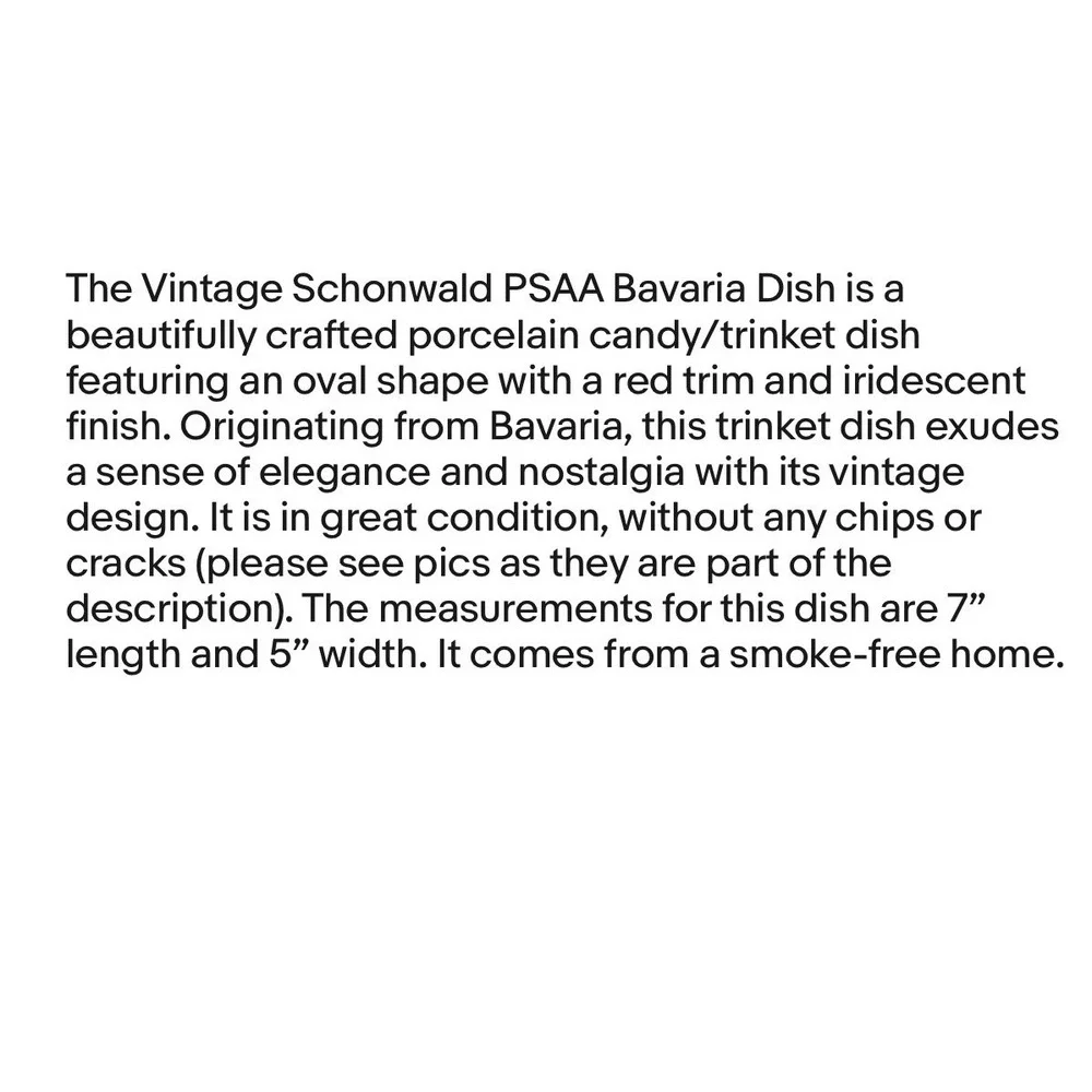 Vintage Schonwald PSAA Bavaria Trinket Dish Oval Red Trim Iridescent 7